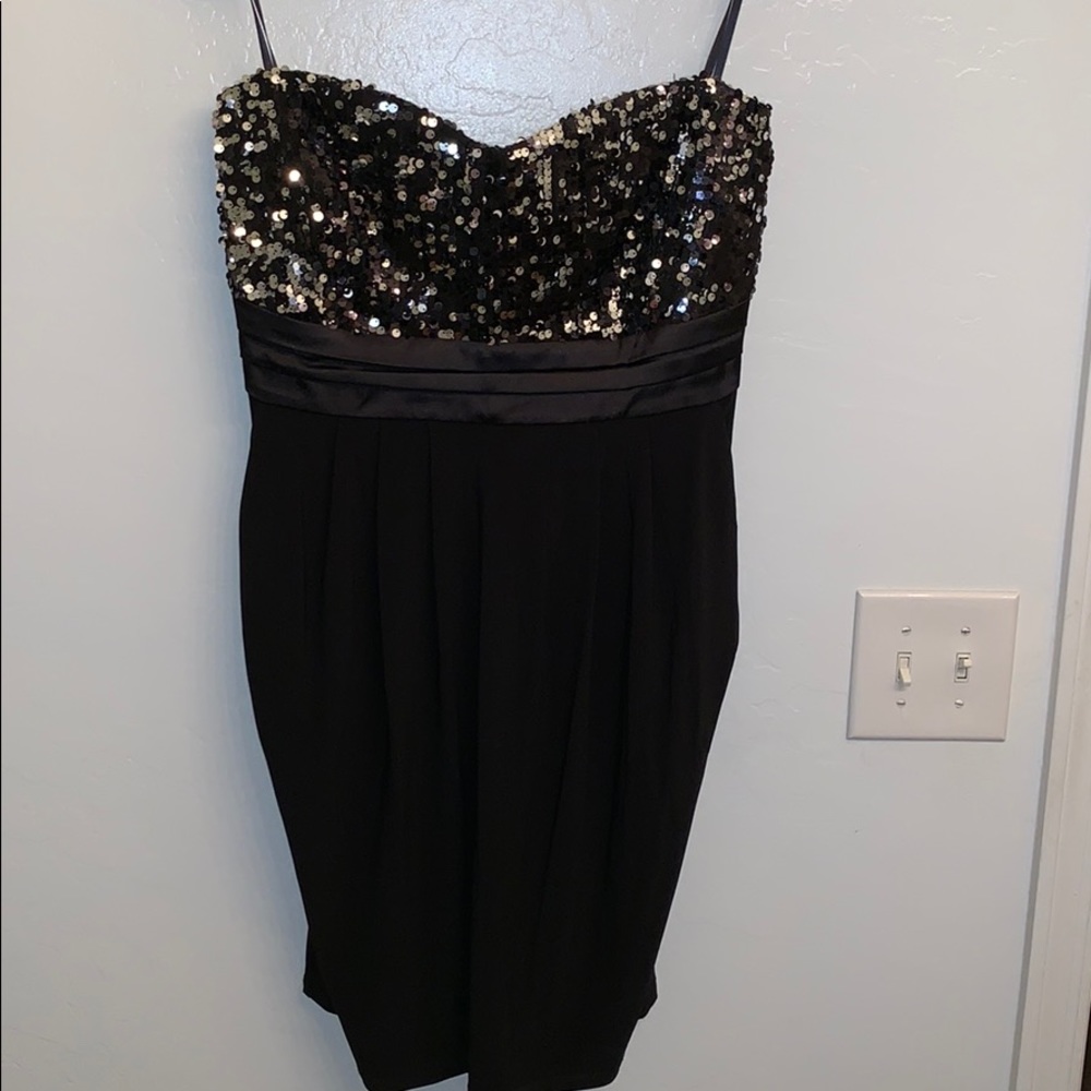 Black and silver mini dress